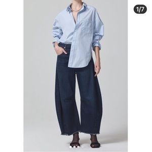 Citizens Of Humanity Dark Blue Wide-Leg Jeans